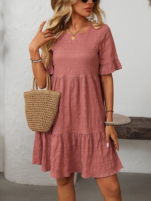Ruffle Sleeve A Line Tiered Flowy Mini Dress