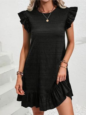 Black Ruffled Sleeveless Dress