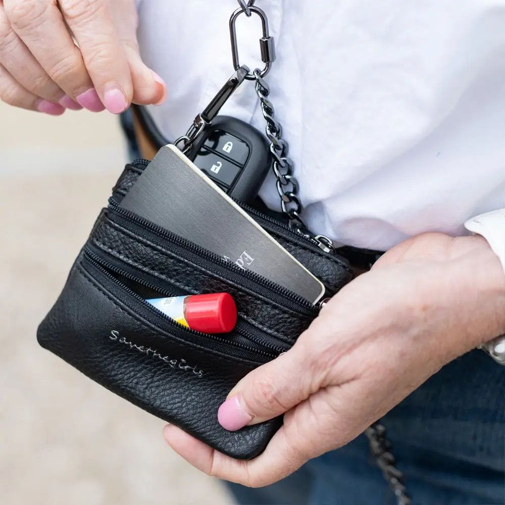 Clip &amp; Go Chain W/Zippered Pouch - Gun Metal