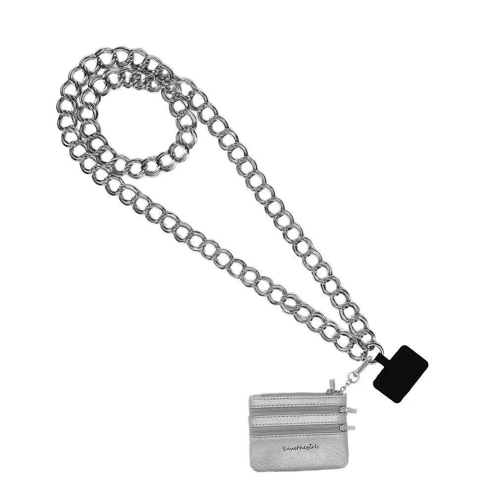 Clip &amp; Go Double Link Chain w/Pouch - Silver