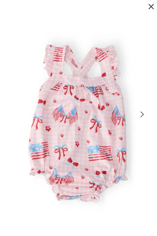 Fancy Flags Ruffle Cross Back Romper