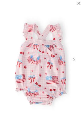 Fancy Flags Ruffle Cross Back Romper