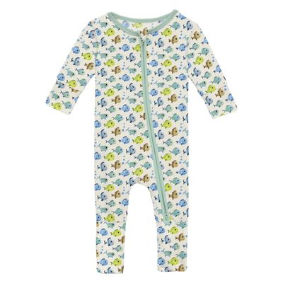 Print Convertible Coverall in Natural Fishies