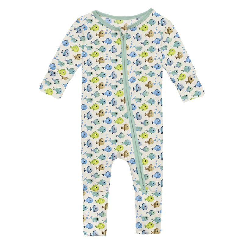 Print Convertible Coverall in Natural Fishies
