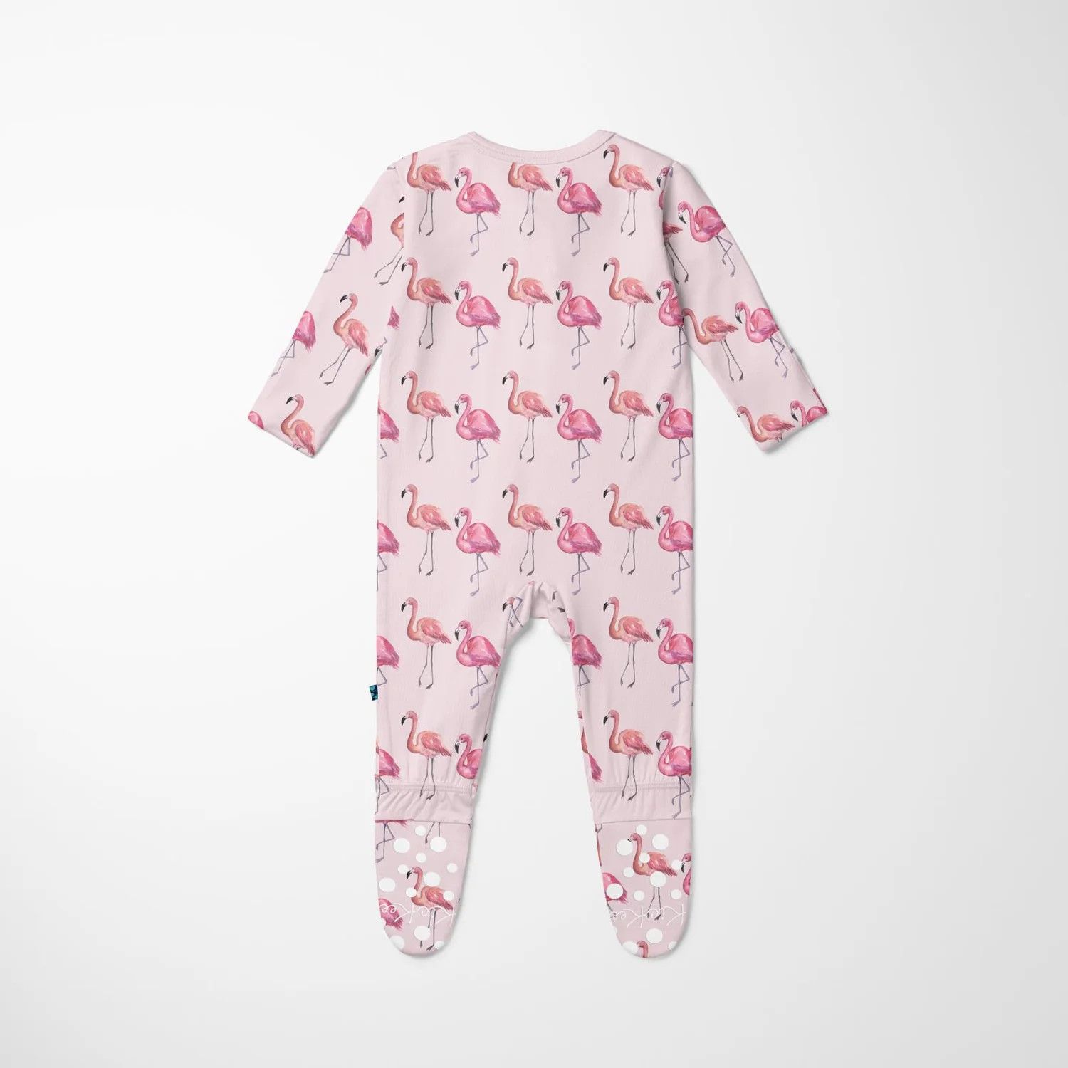 Print Footie with 2 Way Zipper in Shrinking Violet Flamingo, Size: 0-3 Mths