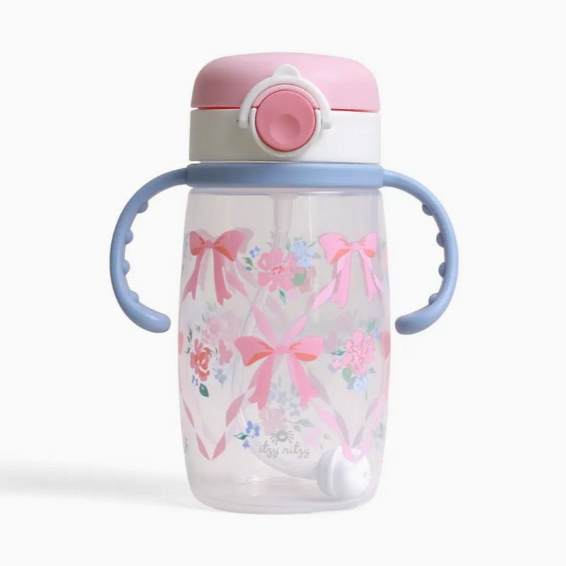 Itzy Sips™ - Straw Cup with Snap-Close Lid-Ribbons &amp; Roses