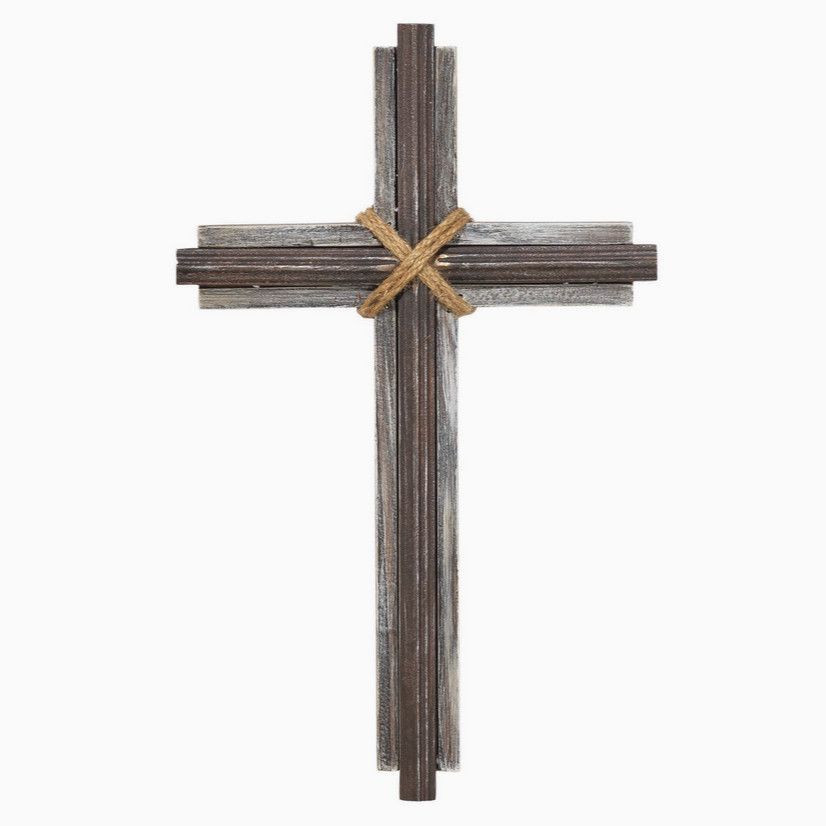 Rope Center Wall Cross Wood/Metal