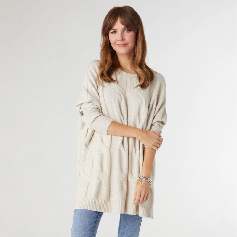 Heavenly-Luxe Relaxed Cable Knit Sweater-Oatmeal
