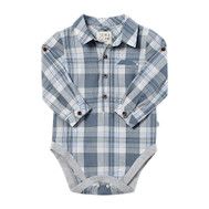 Jasper Woven Onesie - Blue/White/Denim Plaid