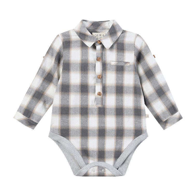 Jasper Woven Onesie - Grey/White/Beige Plaid