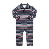 Kingston Polo Romper - Chambray Multi Stripe