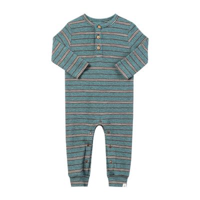 Mason Ribbed Henley Romper- Teal