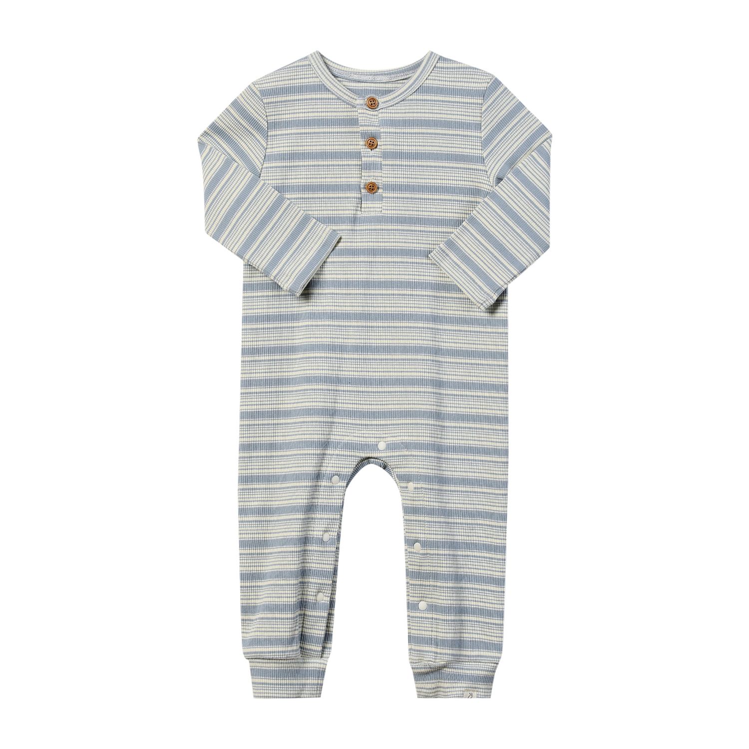 Mason Ribbed Henley Romper-china/cream stripe