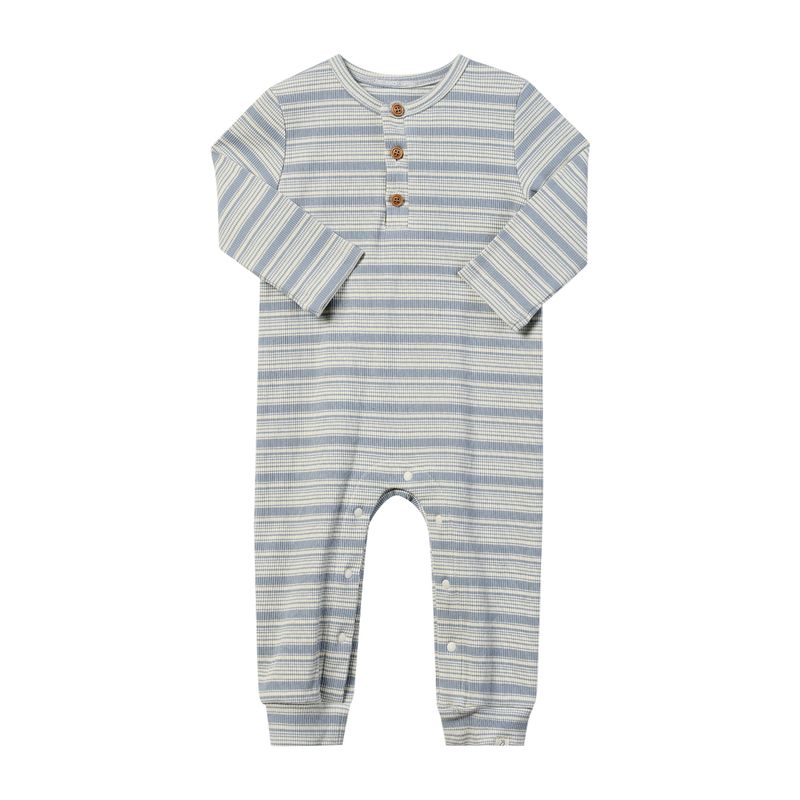 Mason Ribbed Henley Romper-china/cream stripe