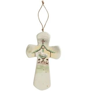 Ceramic Manger Nativity Cross