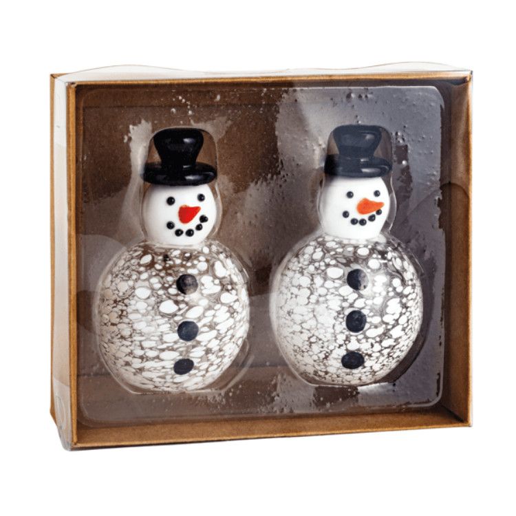 Glass Snowman Christmas Shaker Set