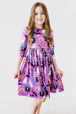No Tricks, Just Treats 3/4 Sleeve Pocket Dress