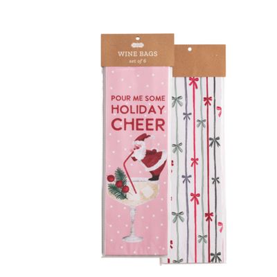 Holiday Xmas  Paper Wine Bag (Pour Me Some Holiday Cheer)
