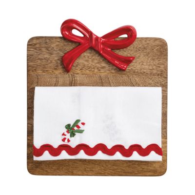 Red Bow Wood Square Board