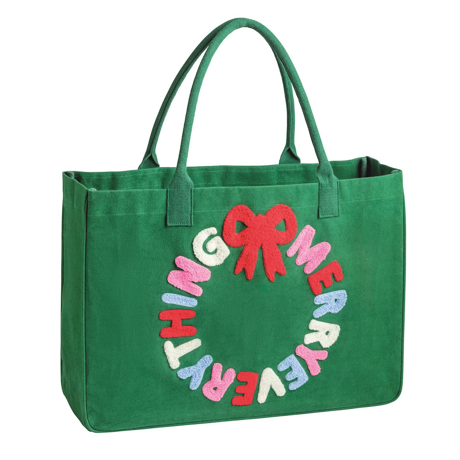 Holiday Boucle Tote, Size: Merry Christmas Green