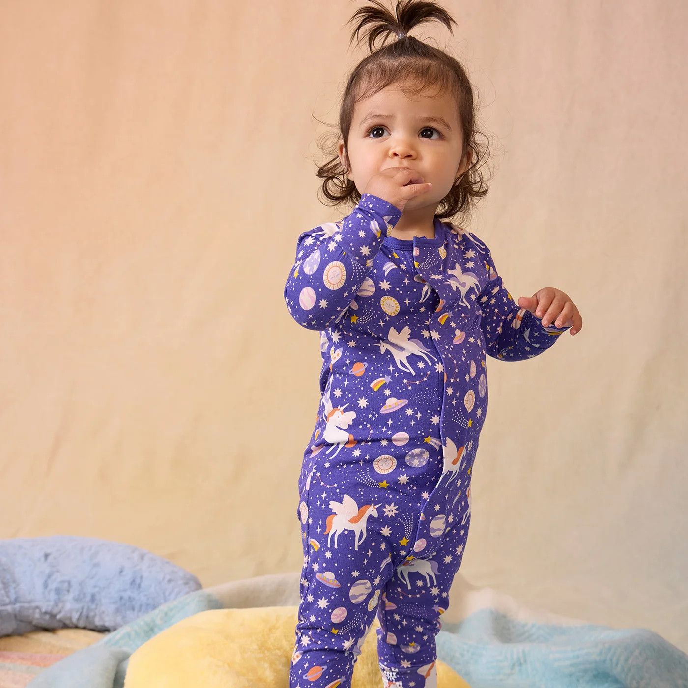 Galaxy Glittercorn Modal Conv Coverall, Size: 0-3Mth