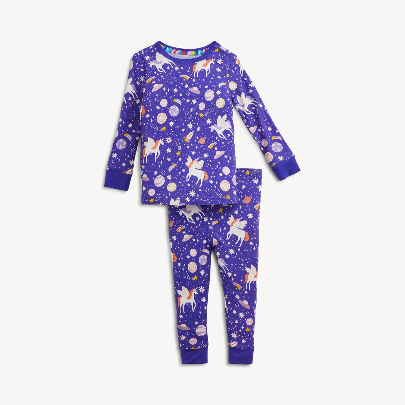 Galaxy Glittercorn Modal L/S Long Pant PJ  Glow in the dark, Size: 12-18 Mth