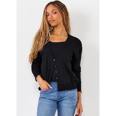 Cashmere Blend V-Neck Cardigan - Black