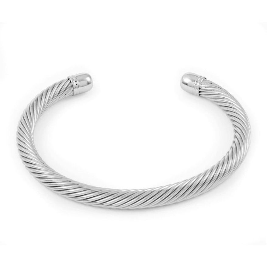 Twisted Cable Cuff Bracelet - Silver