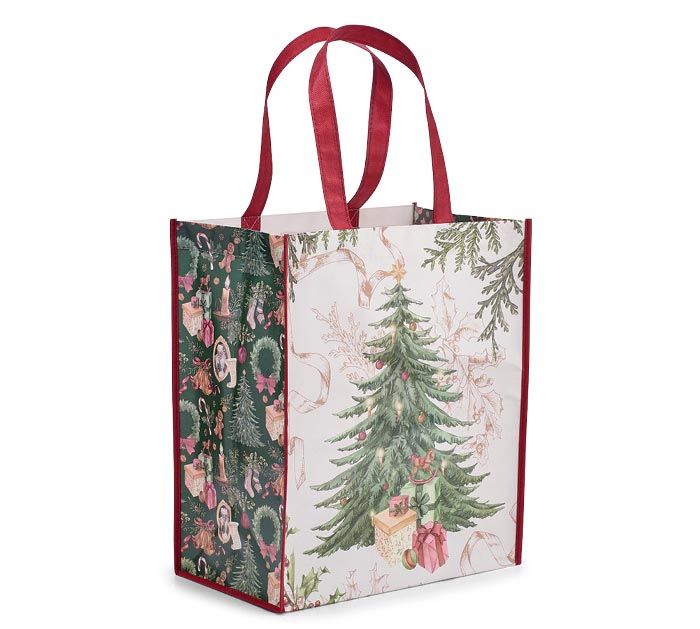 Tote Lg Night Before Christmas   (2 sided Santa &amp; Tree)