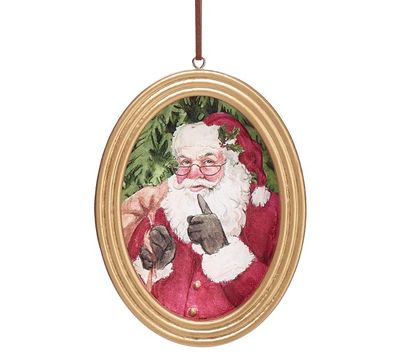 Ornament Santa Claus in Gold Wood Frame