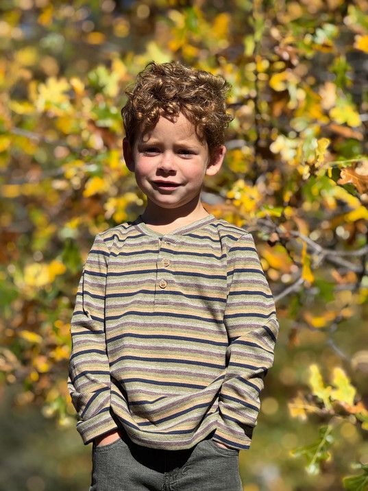 Adams Ribbed Henley - Green Multi
