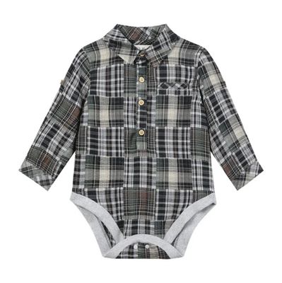 Jasper Woven Onesie - Green Patchwork Plaid