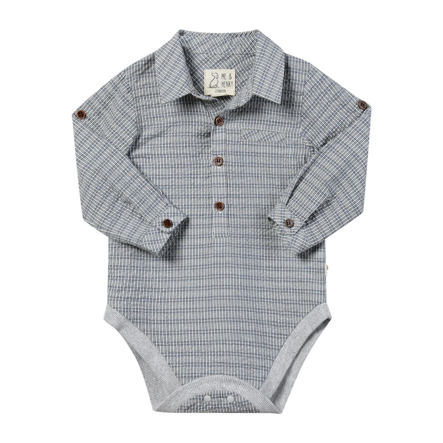 Chambray -Stripe Seersucker Onesie, Size: 0-3 Mth