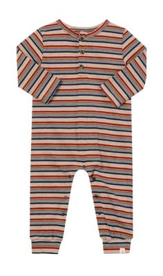Mason Henley Romper- Pumpkin/Red/Multi Stripe