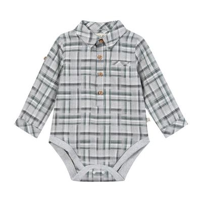 Jasper Woven onesie Grey/green Patchwork Plaid