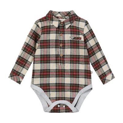 Jasper Woven onesie Cream /Green Plaid