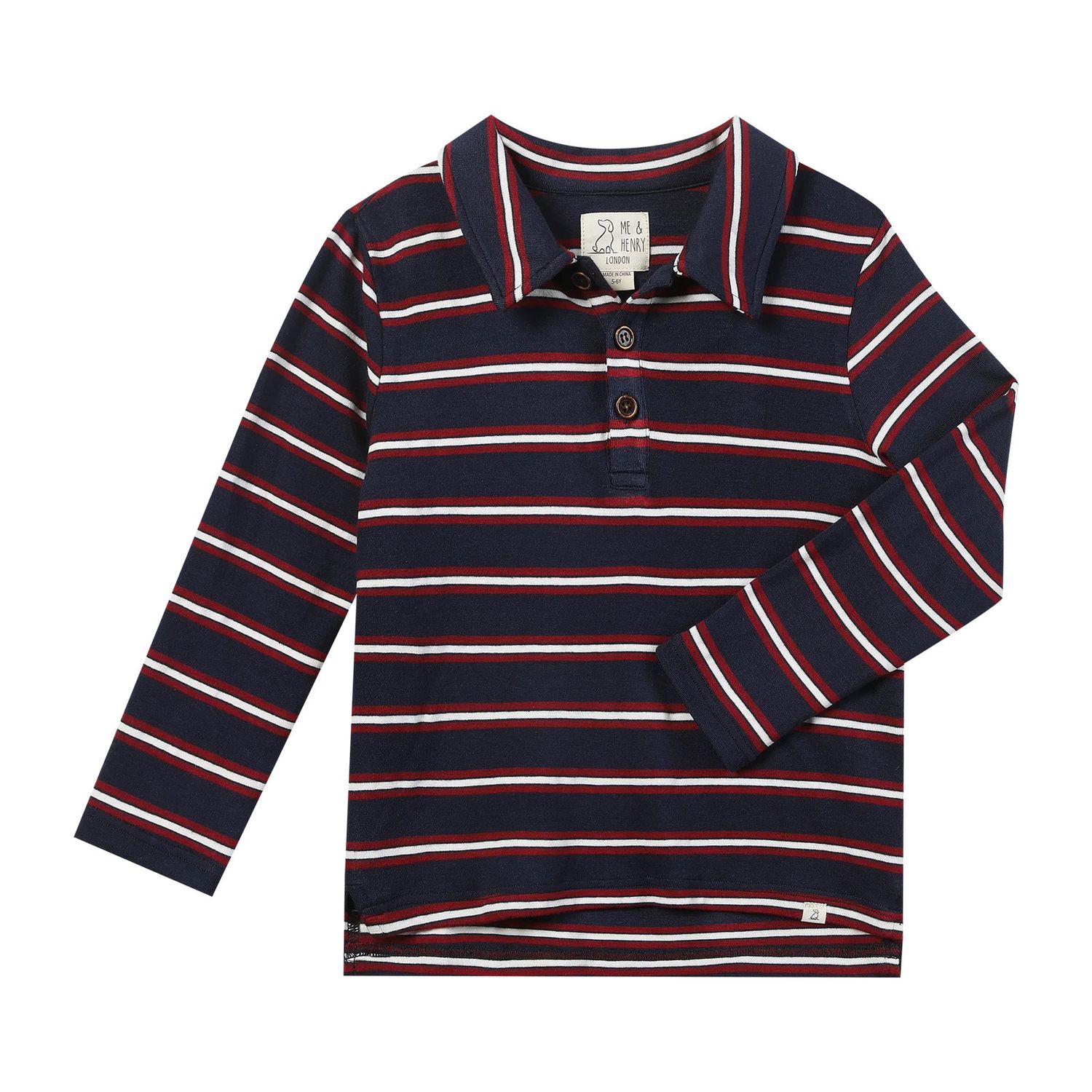 Spencer Polo Navy/Burgundy Stripe