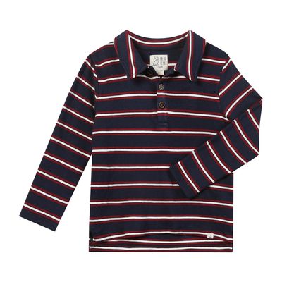 Spencer Polo Navy/Burgundy Stripe