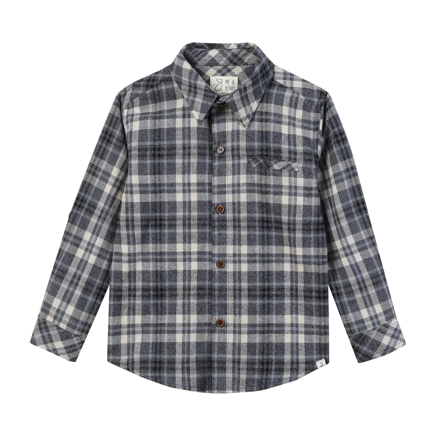 Atwood Woven Shirt Blue/beige Brushed Cotton Plaid, Size: 2-3 Y