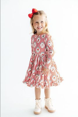 Santa's Sweet Shoppe L/S Ruffle Hem Twirl Dress