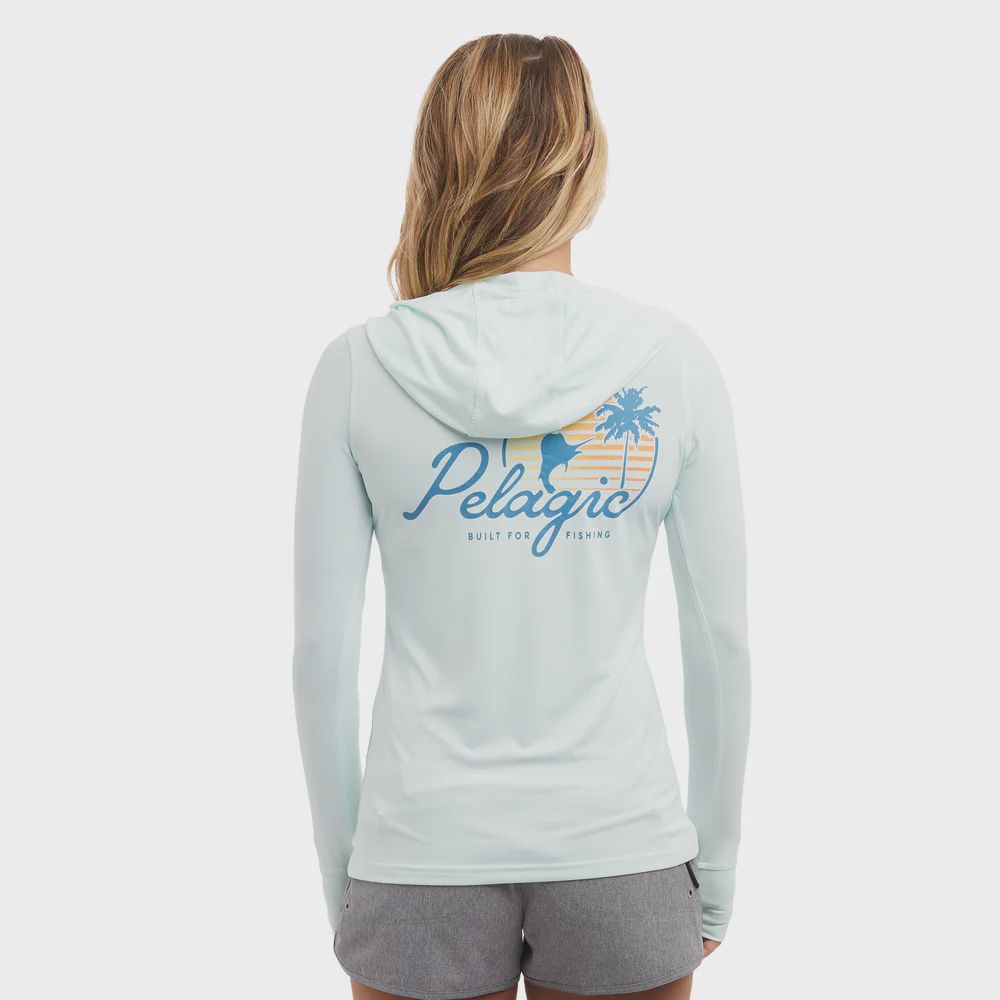 Pelagic Ladies AquaTek Hoodie-Sunset Sails Sea Foam