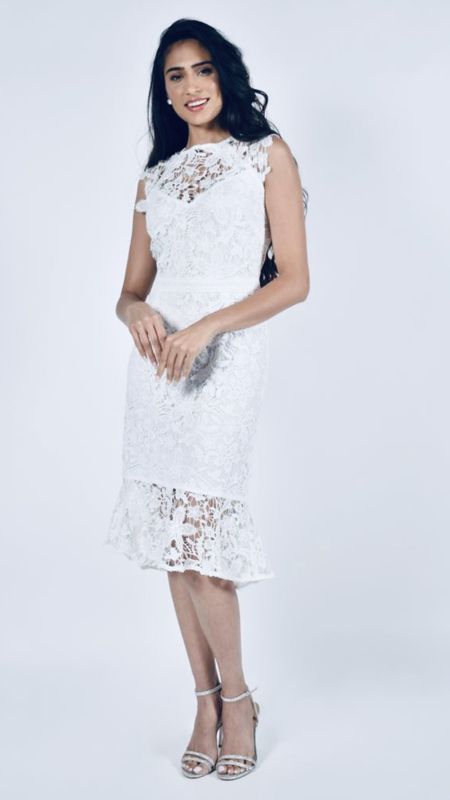 Frank Lyman White Lace Dress 222102U