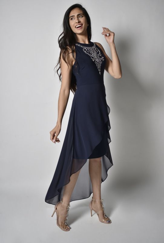 Frank Lyman Navy Halter Dress 228009