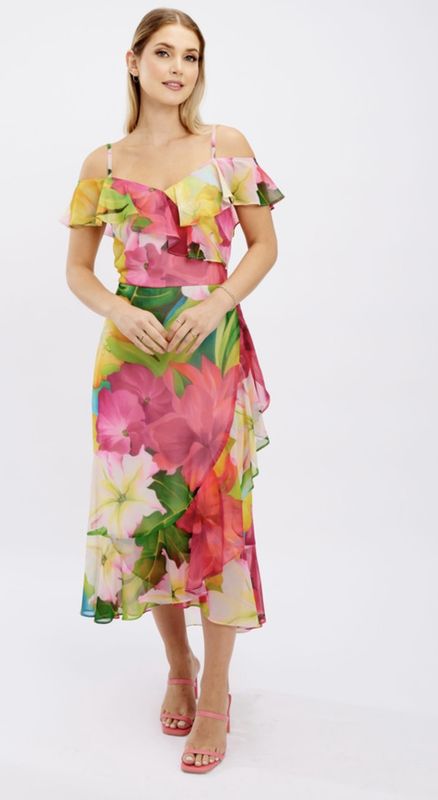 Frank Lyman Chiffon Floral Dress 246484