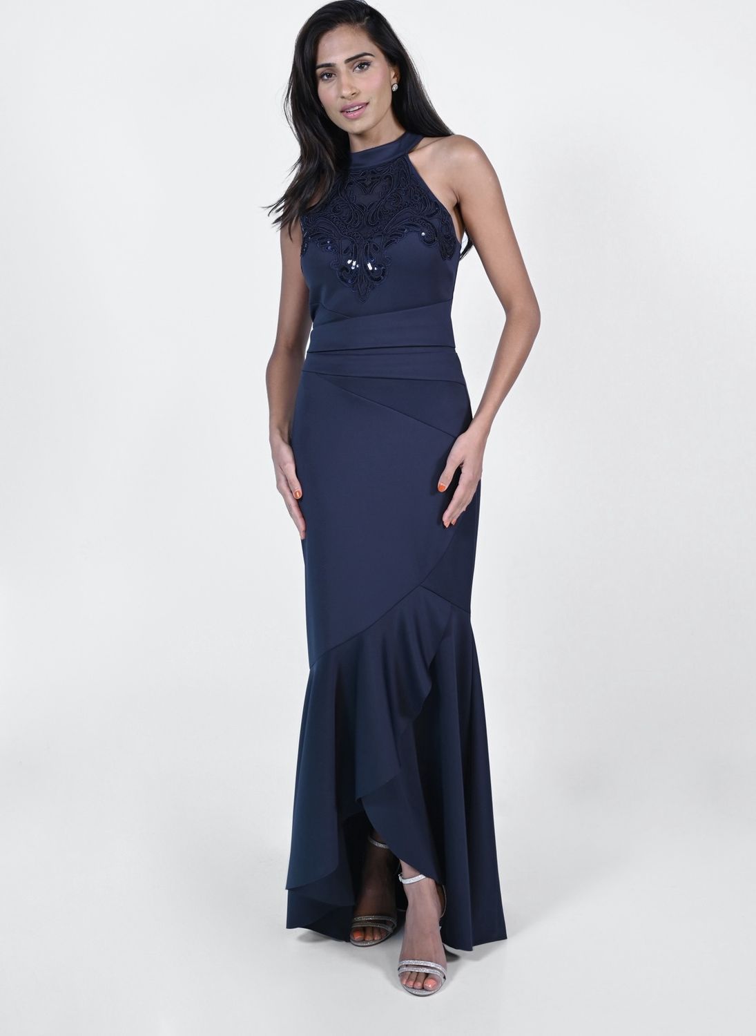 Frank Lyman Elegant Navy Long Gown 229400U