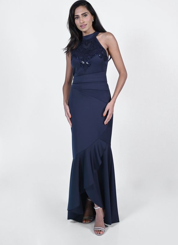 Frank Lyman Elegant Navy Long Gown 229400U