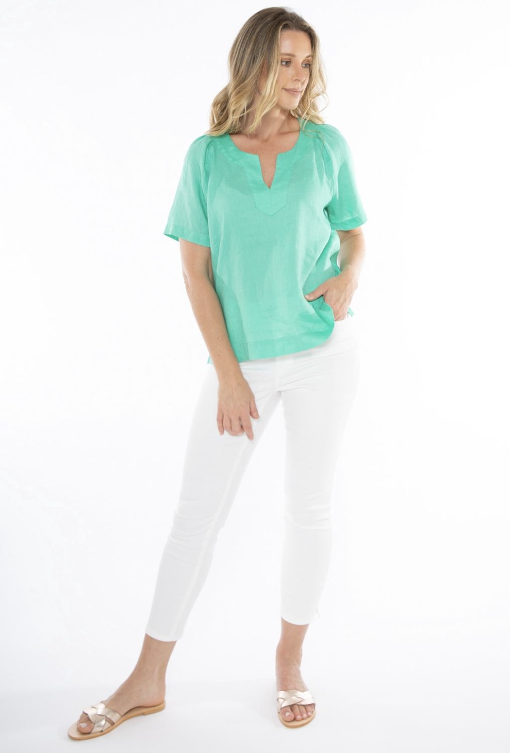 Jump V-Neck Flutter Sleeve Top 576J3006A