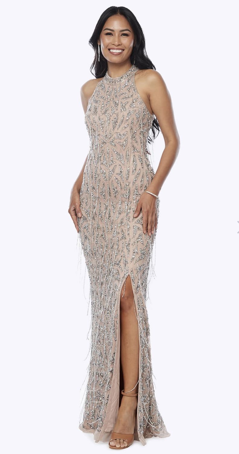 Zaliea Long Beaded Gown Z036