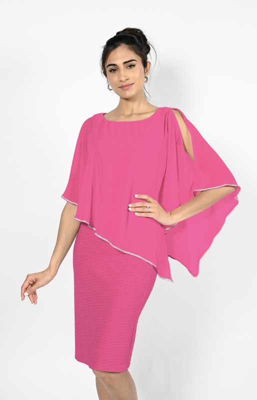 Frank Lyman Chiffon Cold Shoulder Overlay Dress 219203