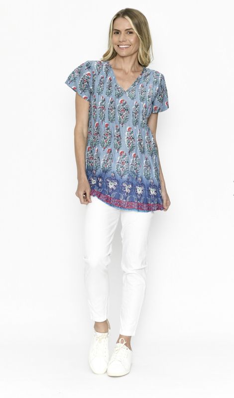 One Summer Kayla Patterned Cotton Top DW24H